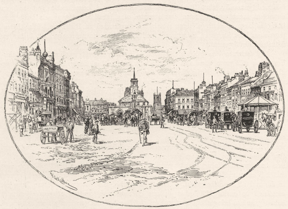 YORKSHIRE. High street, Stockton 1901 old antique vintage print picture